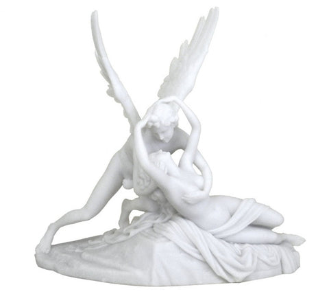 Canova Cupid and Psyche Statue, White Resin, Large 30x16x27 cm, Made in Italy