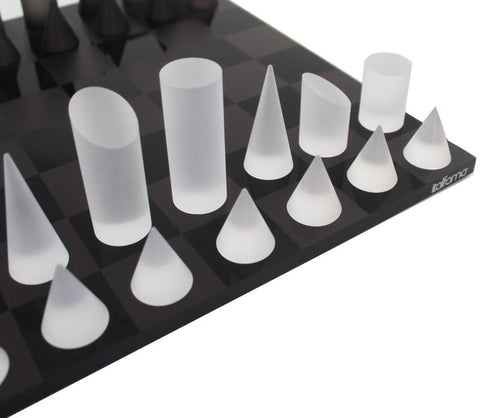 Italfama Acrylic Chess Set, Geometric Pieces, 30x30 Board, Made in Italy