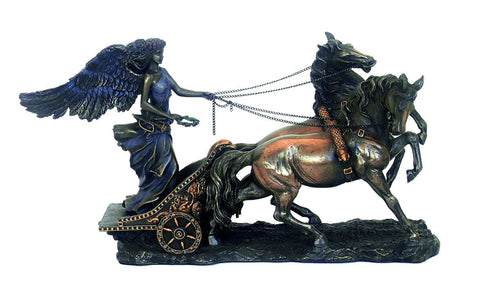 Nike Goddess of Victory on Chariot Bronze Resin Statue 29x9x17cm Italfama Italy