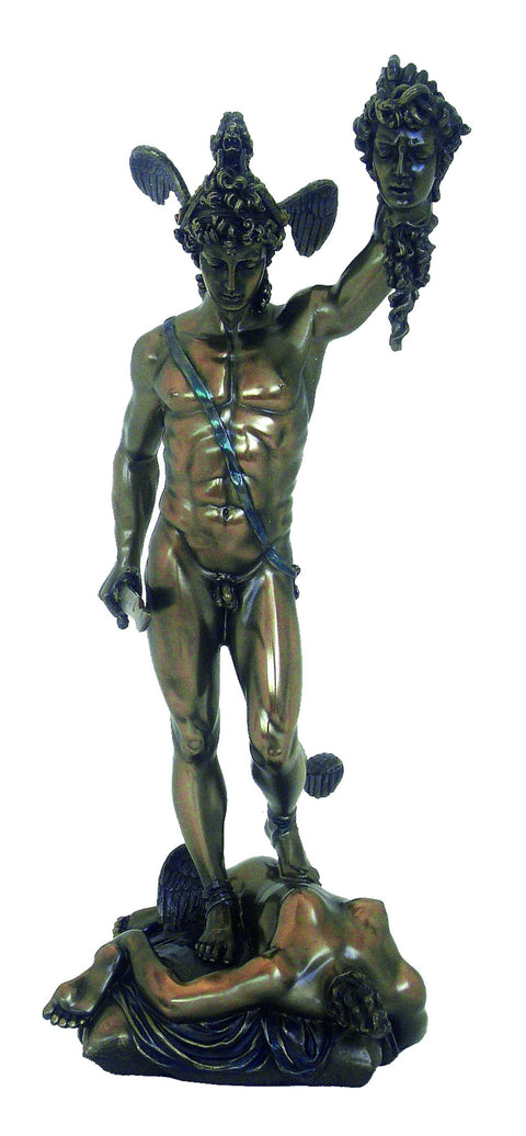 Perseus Holding Medusa Head Resin Bronze Statue 34cm Made in Italy Italfama