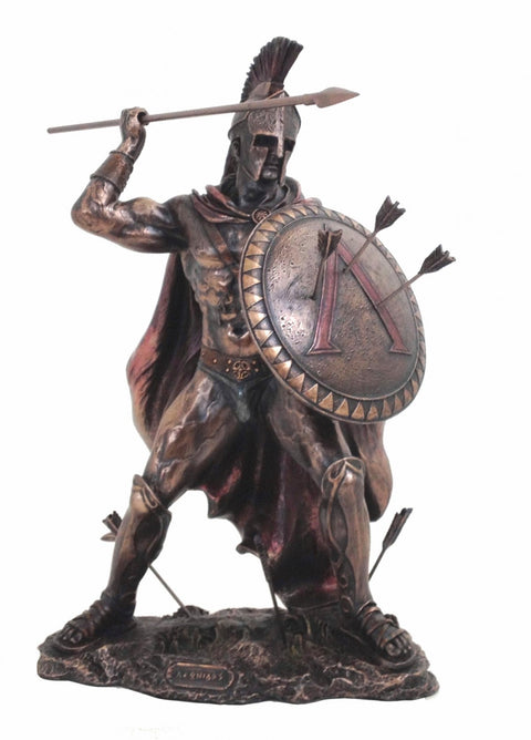 Leonidas Spartan Warrior Statue 32cm Bronze-Finish Resin Figurine Italfama Italy