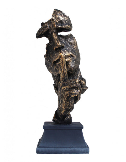 Silence Statue 36cm Bronze-Finish Resin Sculpture, Handmade in Italy Home Decor