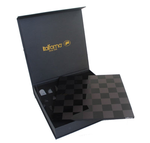 Italfama Acrylic Chess Set, Geometric Pieces, 30x30 Board, Made in Italy