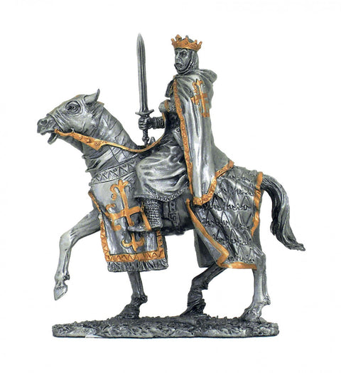 Teutonic Knight Pewter Figurine with Sword, Hand-Painted 10cm, Italfama Italy