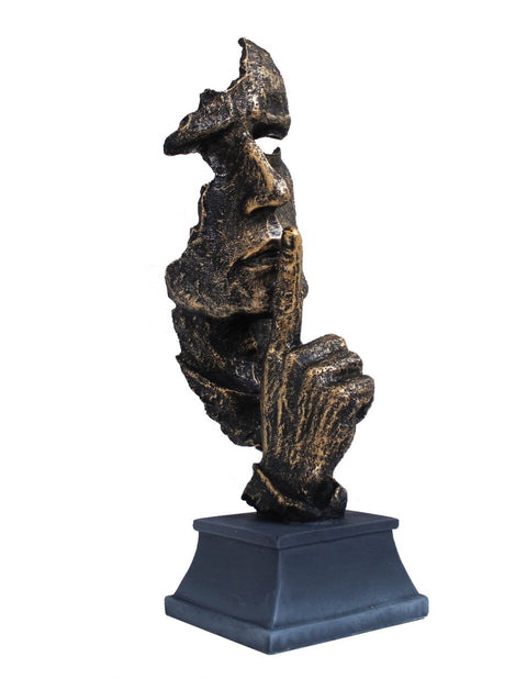 Silence Statue 36cm Bronze-Finish Resin Sculpture, Handmade in Italy Home Decor