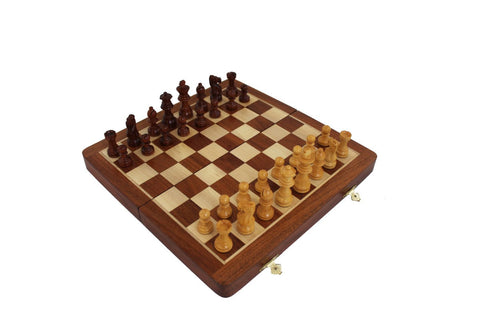 Magnetic Wooden Chess Set, Folding 30x30cm Board + Checkers & Backgammon Italfama