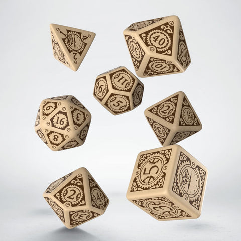 Steampunk Clockwork Beige And Brown Dice Set Role Playing Games Q-Workshop NEW