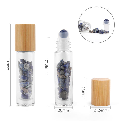 Gemstone Essential Oil Roller Bottle - Sodalite With Wooden Cap Crystals