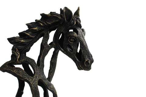Modern Horse Head Statue, Bronze Finish Resin, 30cm Tall, Italfama Italy