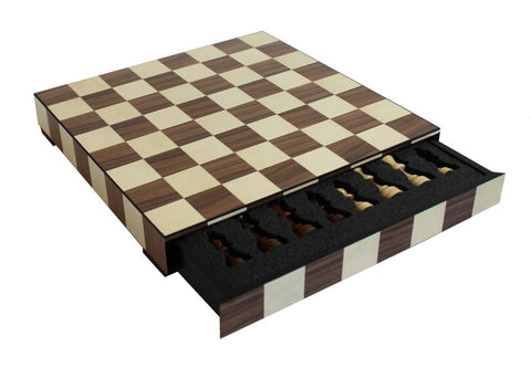 Italfama Handmade Wooden Chess Set, Walnut/Maple Board w/ Storage, 36cm