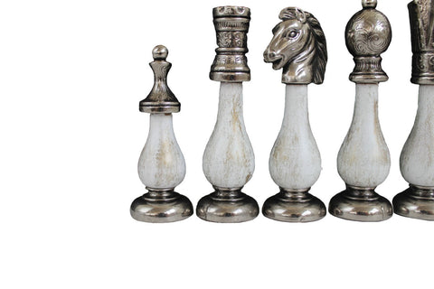 Italfama Arabic-Style Chess Table Set, Metal & Wood, Gold/Silver, Made in Italy