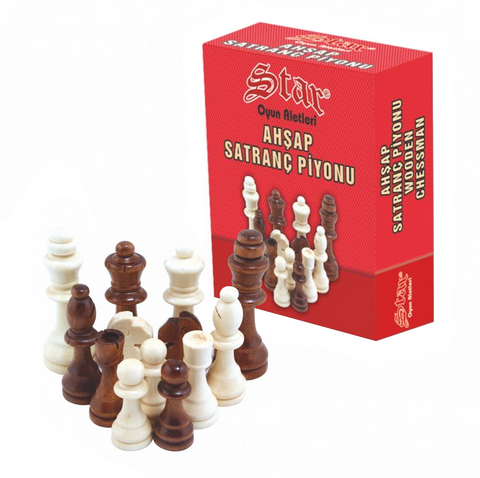 Wooden Chessmen No.4 32 Pieces Chess Pawn Original By Star 1050217