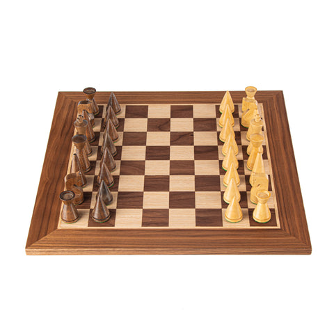 Wooden Chess Set Modern Style Chessmen Walnut Board 40Cm Manopoulos Sw4040K