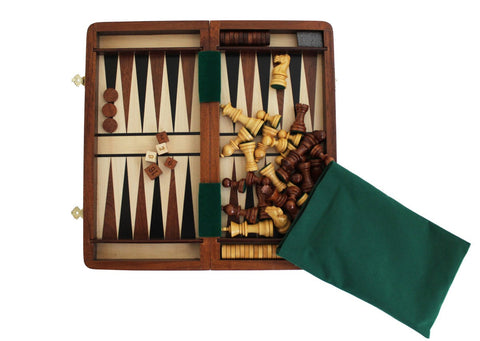 Magnetic Wooden Chess Set, Folding 30x30cm Board + Checkers & Backgammon Italfama