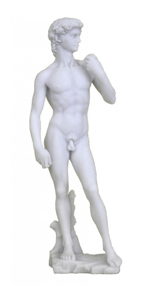 Michelangelo David Statue 32cm White Resin Hand-Finished Made in Italy Decor