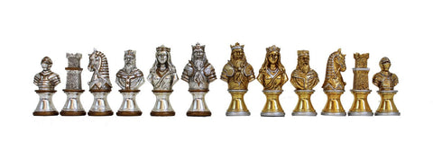 Medieval Handmade Chess Set Gold/Silver Plated Pewter Wood Board 42cm Italfama