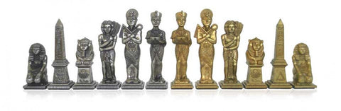 Egyptian Metal Chess Set Gold & Silver Plated with Elm Board 60cm - Italfama