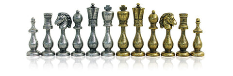 Italfama Metal Chess Set, Real Leather Board, Drawer, Gold & Silver, Italian