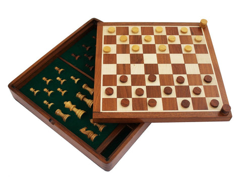 Italfama Magnetic Chess Set 32x32cm Solid Wood + Checkers & Backgammon Italy