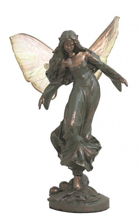 Small Fairy Statue Bronze Finish Resin 11 cm Handcrafted Made in Italy Italfama