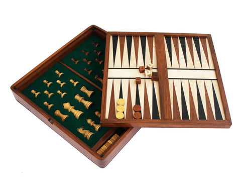 Italfama Magnetic Chess Set 32x32cm Solid Wood + Checkers & Backgammon Italy