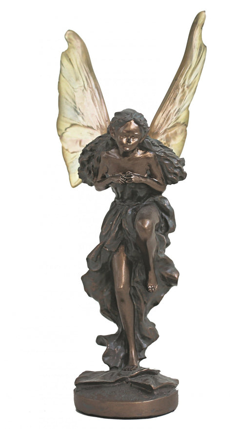 Italfama Blossom Fairy Statue 11cm Bronze-Tone Resin, Made in Italy