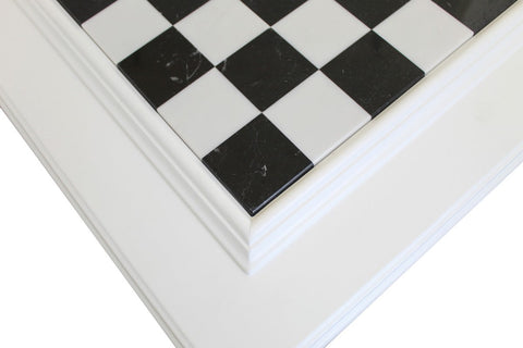 Italfama Handmade Metal & Wood Chess Set, Marble Board with Drawer, Made in Italy