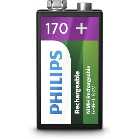 Philips Rechargeable 9V Battery 6Hr61 8.4V Nimh Batteries 1Bl 170Mah NEW