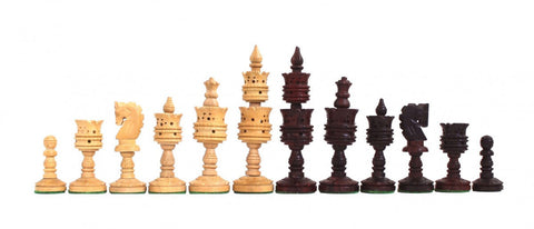 Italfama Mahogany Chess Set with Genuine Leather Board, Weighted Pieces