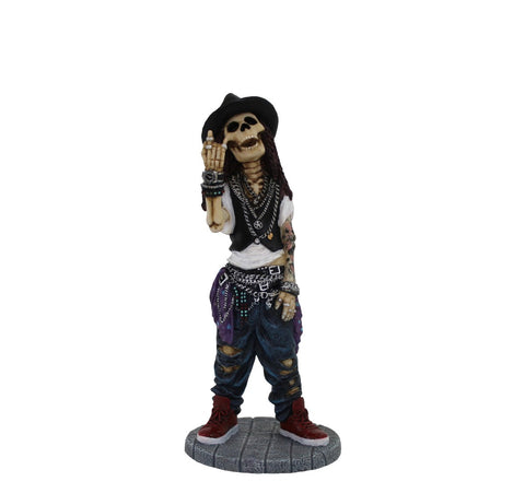 Hip Hop Skeleton Figurine Statue, Hand-Painted Resin, 7x7x16cm, Made in Italy