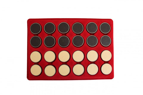 Italfama Aluminum & Faux Leather Checkers Pieces Set, 3cm, 24 Handmade, Italy
