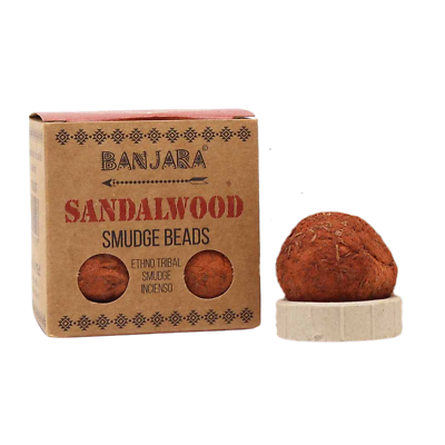 Banjara Sandalwood Smudge Beads Incense Set - 5-Pack + Holder, Cleansing Ritual