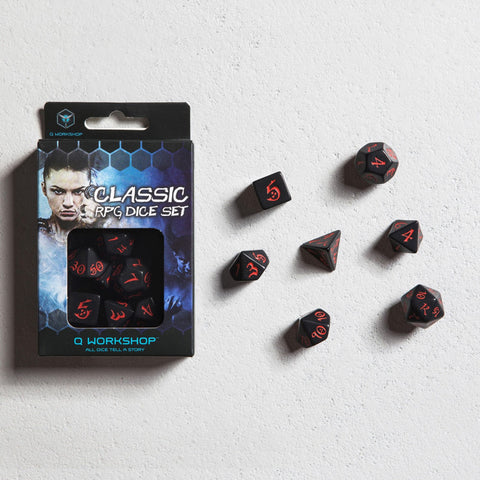 Classic Rpg Dice Set Black And Red Story Role Playing Games Q-Workshop NEW