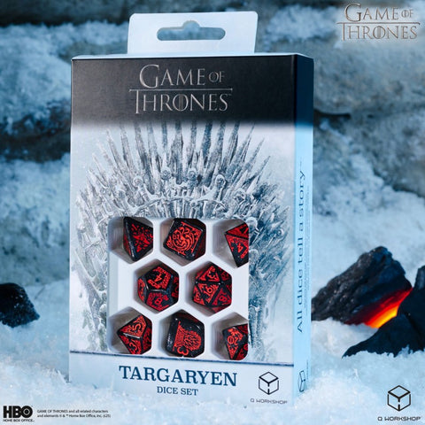 Game of Thrones Targaryen Dice Set by Q-Workshop, 8-Die Polyhedral Black/Red
