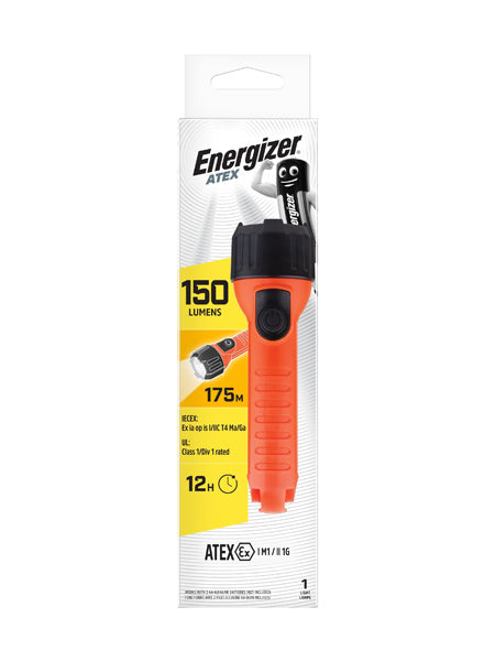 Energizer Atex Flashlight 150 Lumens 2 Aa Batteries Led Ip67 Orange Black NEW