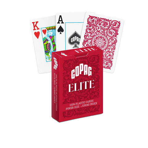 Copag 1546 Elite 100% Plastic Playing Cards Jumbo Index Poker Size Red Deck