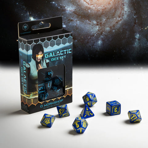 Galactic Dice Set Navy & Yellow For Roleplaying Game Plastic Rpg Q-Workshop NEW