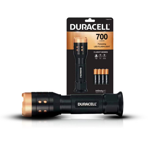 Duracell Focusing Led Flashlight 700 Lumens + 4 Aaa Batteries Included Aluminum