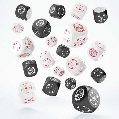 Crosshairs Compact D6 Dice Set Black & Pearl Rpg 20 Dices Q-Workshop Stca05