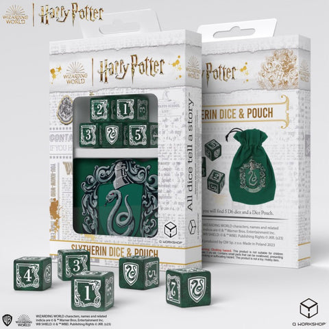 Harry Potter. Slytherin Dice & Pouch Set Magic Wizard Role Games Q-Workshop NEW