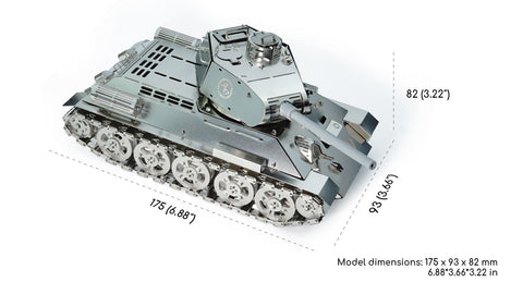Tank T-34 Model Building Kit Original Time For Machine Stainless Steel NEW