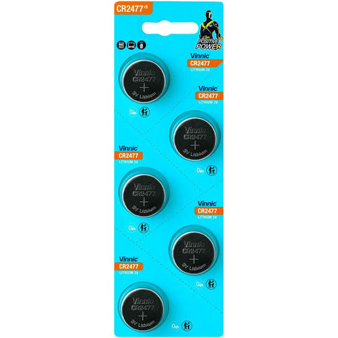 5 Vinnic Cr2477 Lithium Batteries 3V Cell Coin Button No Mercury 5Bl
