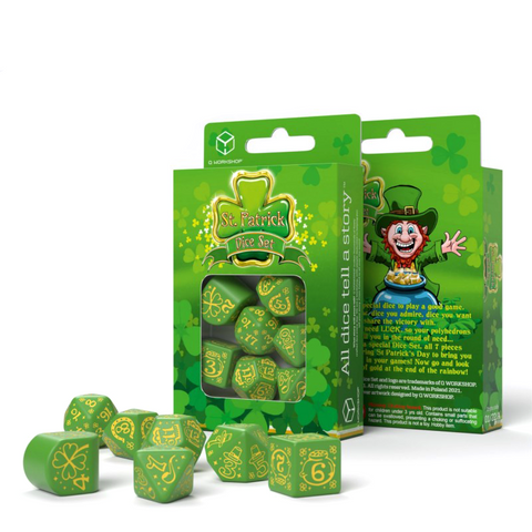 Saint Patricks Day Dice Set Role Playing Games Q-Workshop Dnd Rpg Roll Green NEW