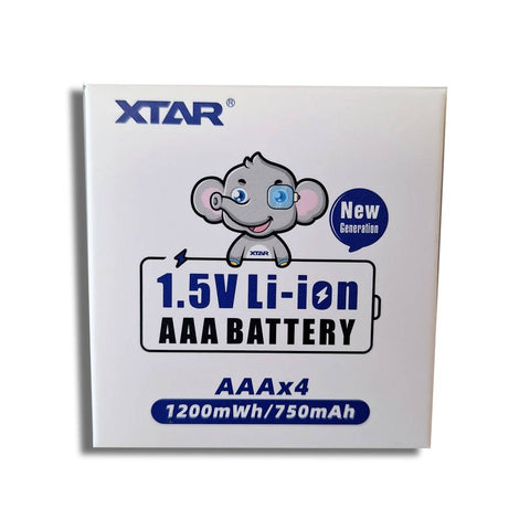 Xtar AAA rechargeable Li-ion batteries 1200mWh 680/750 mAh 4 pcs. & box