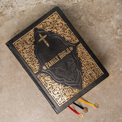 Deluxe Black Leather Holy Bible KJV | Illustrated Family Edition | Perfect Gift
