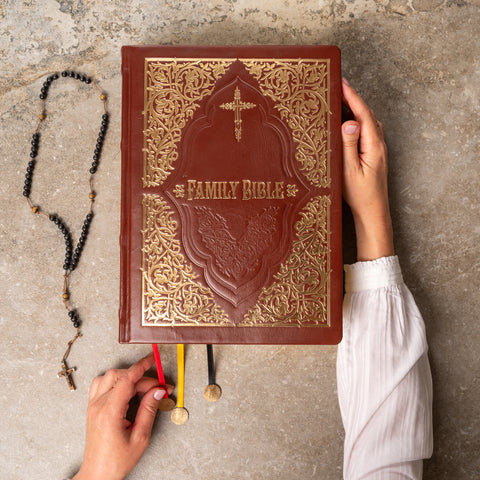 Premium Edition Brown Leather Holy Bible for Family | Old & New Testament