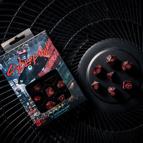 CYBERPUNK RED RPG DICE SET BLOOD OVER CHROME ROLE PLAYING GAMES Q-WORKSHOP NEW