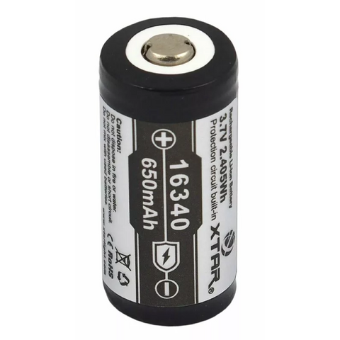 Xtar 16340 Protected Battery Rechargeable 3.7V Li-Ion Lithium 650 Mah NEW