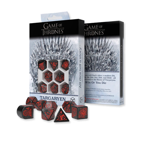 Game of Thrones Targaryen Dice Set by Q-Workshop, 8-Die Polyhedral Black/Red