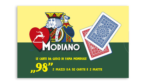 Modiano 98 Poker 2 Cards Decks Set Red Blue Back Poker Size Made In Italy 300254